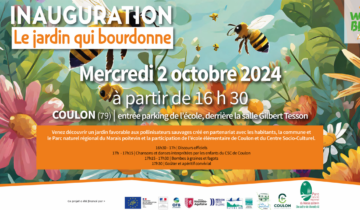 affiche de l'inauguration jardin qui bourdonne à Coulon Life Wild Bees