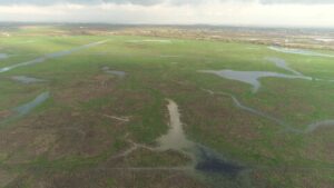 Vue aérienne du marais communal du Poiré-sur-Velluire (décembre 2023) © PNR Marais poitevin