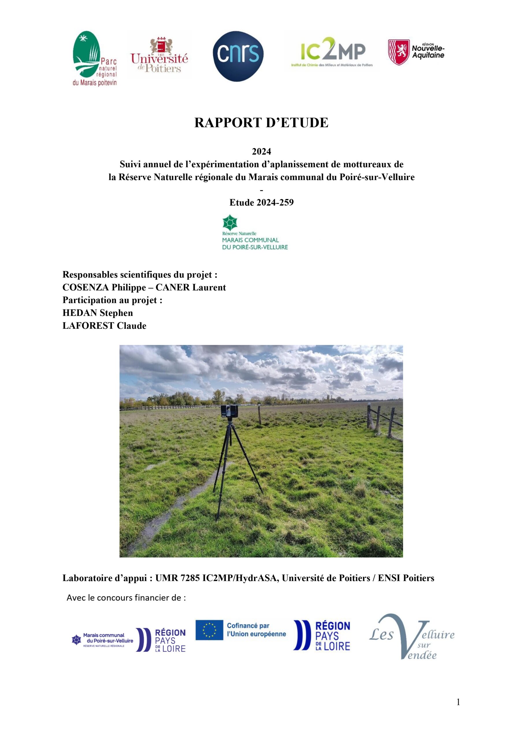 Suivi annuel de l’expérimentation d’aplanissement de mottureaux de la Réserve Naturelle régionale du Marais communal du Poiré-sur-Velluire - 2023