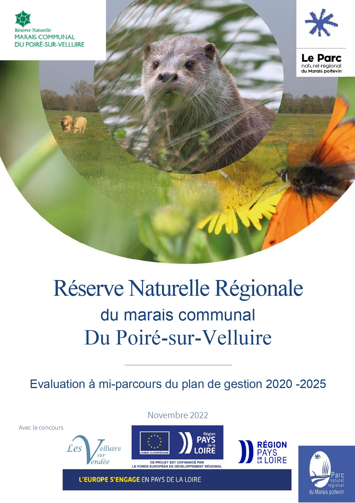 Page de couverture - Évaluation à mi-parcours de la RNR du Marais communal du Poiré-sur-Velluire - 2022