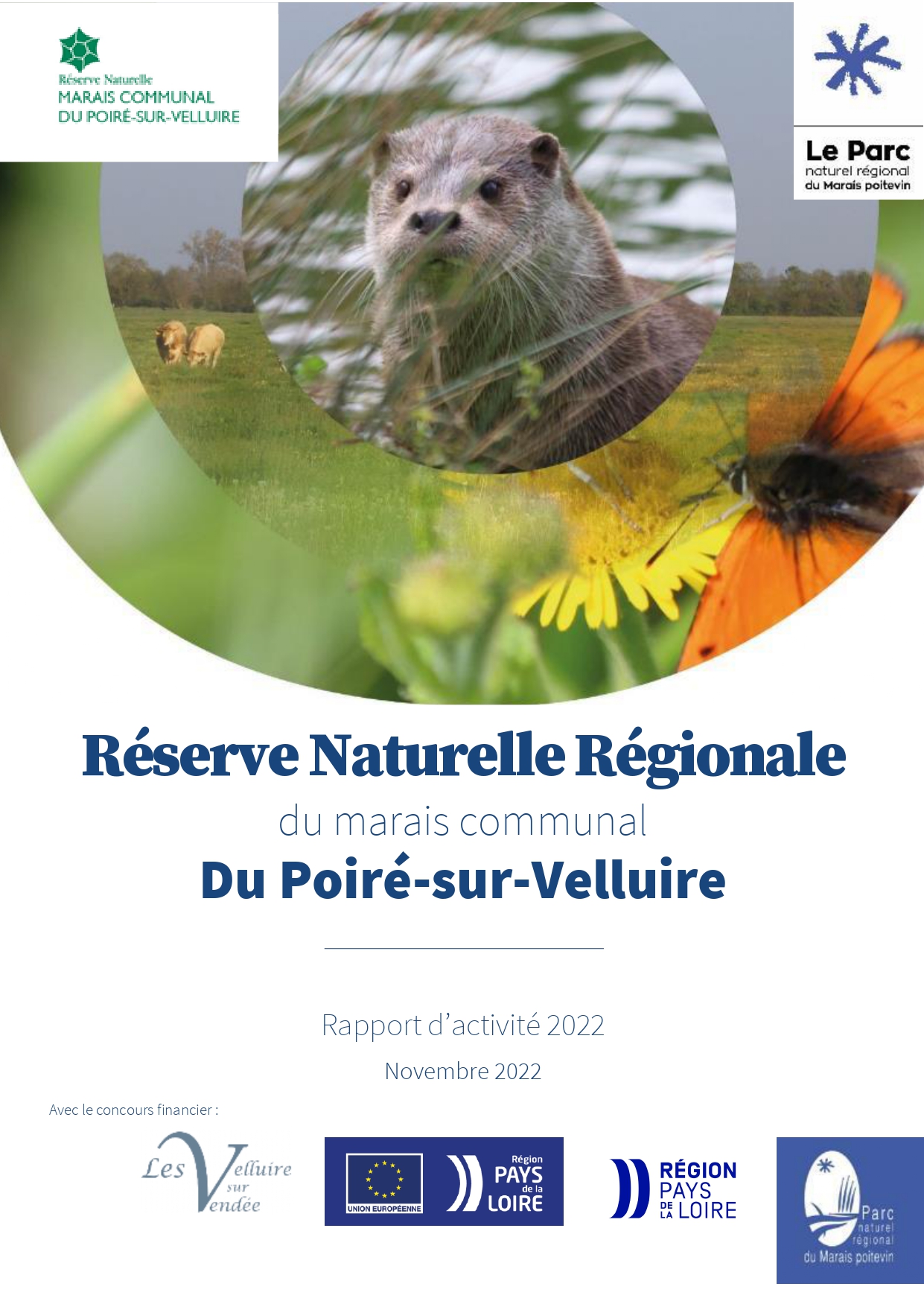 Page de couverture - Rapport d'activité 2022 de la RNR du Marais communal du Poiré-sur-Velluire